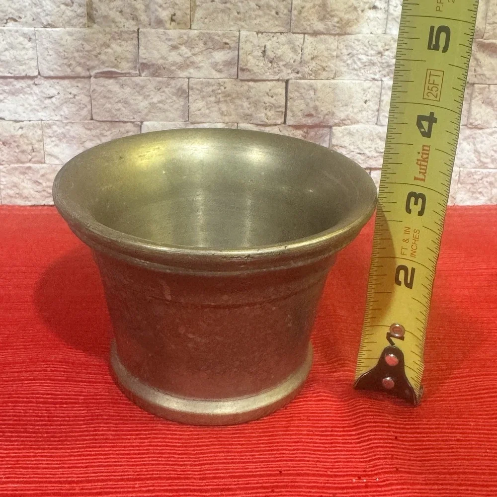 Antique Solid Brass Mortar‎ or Heavy Apothecary Cup Or Bowl Vintage Patina